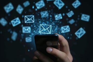 Digital envelopes dispersing from a smartphone symbolizing 3webindia’s email services